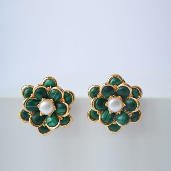 Malachite Climbing Rose Earrings