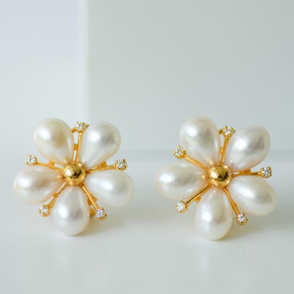 White Champa Earrings – Gold Plated