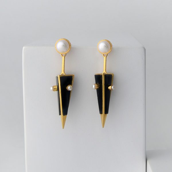 Black Onyx Dagger Earrings