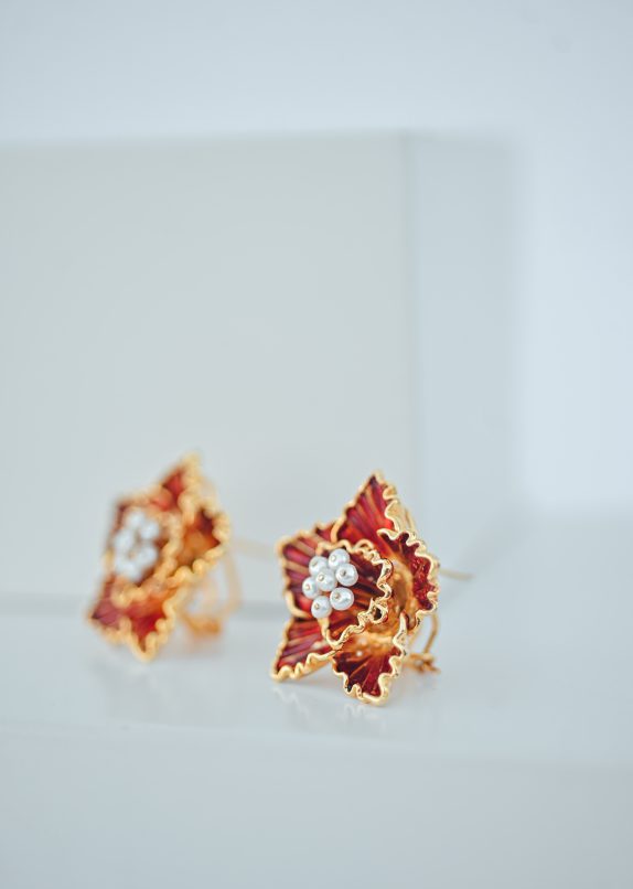 Red Hibiscus Earrings - Large - Image 3