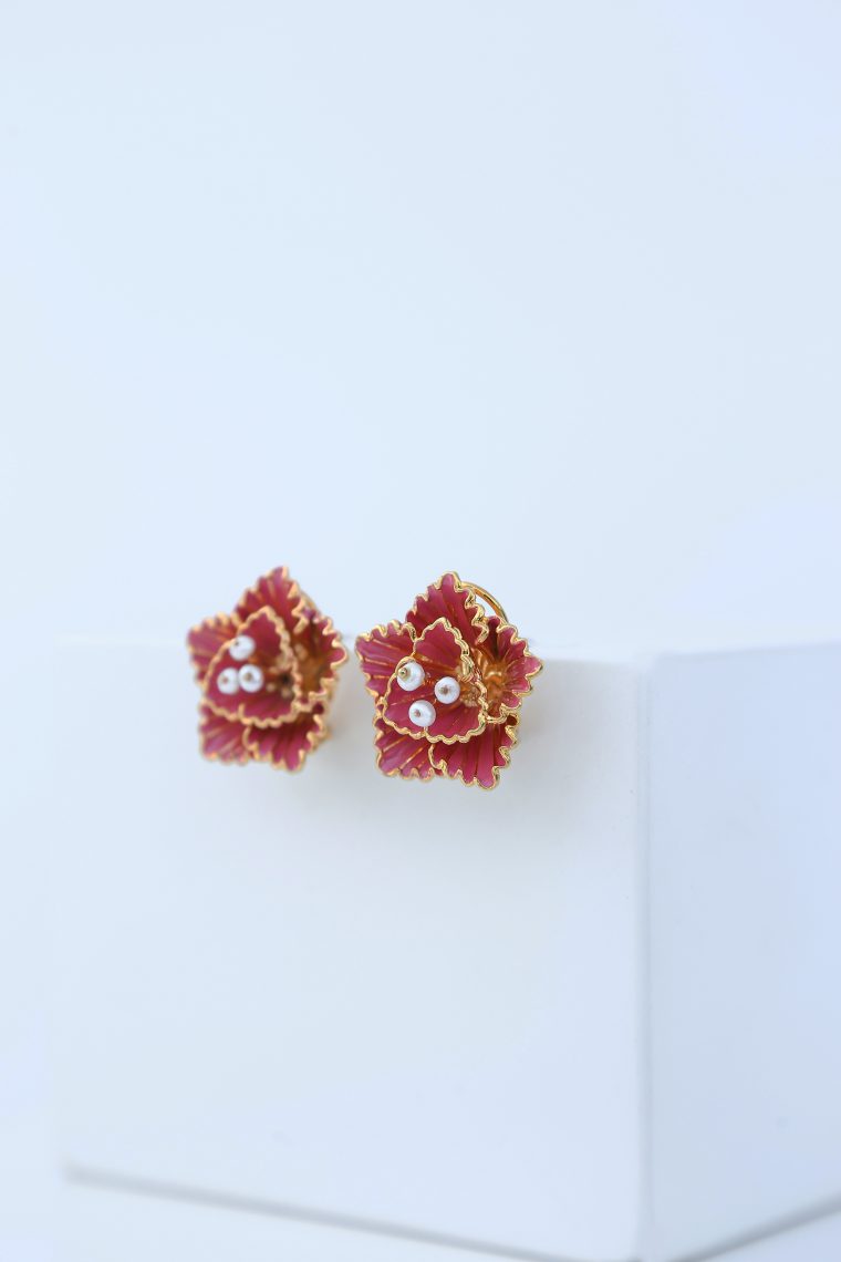 Pink Hibiscus Earrings - Image 3