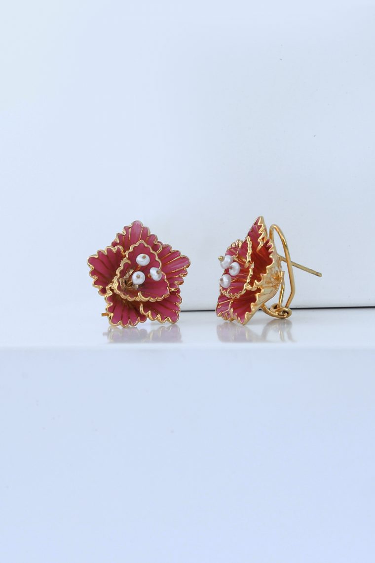 Pink Hibiscus Earrings - Image 4