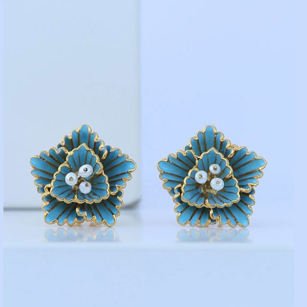 Blue Hibiscus Earrings