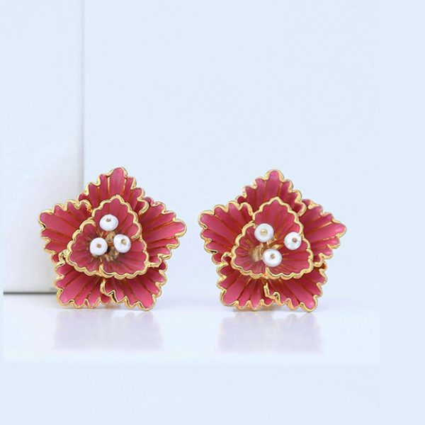 Pink Hibiscus Earrings