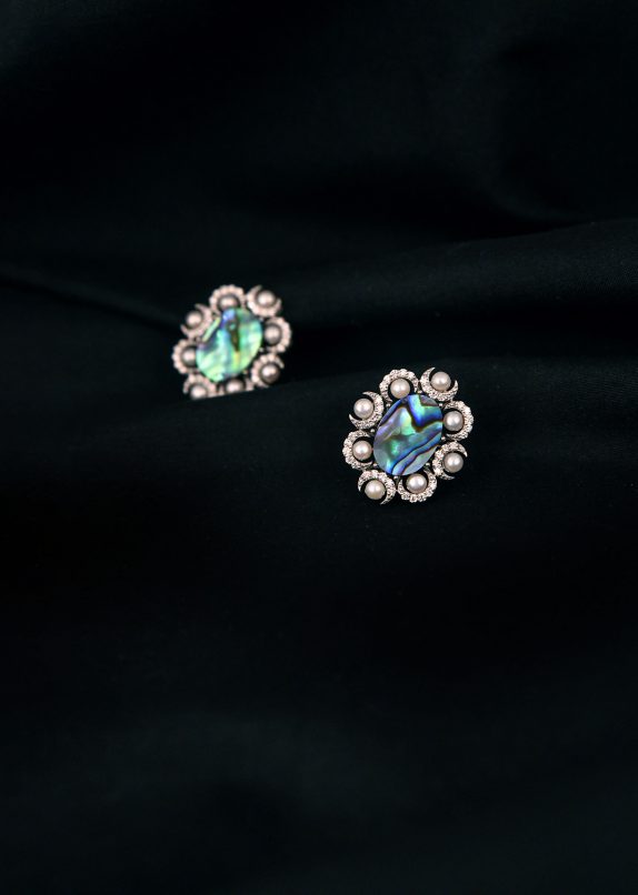 Mother of Pearl Diamond Studs - Image 3