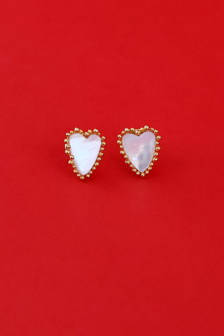 Pearl Heart Studs - Image 2